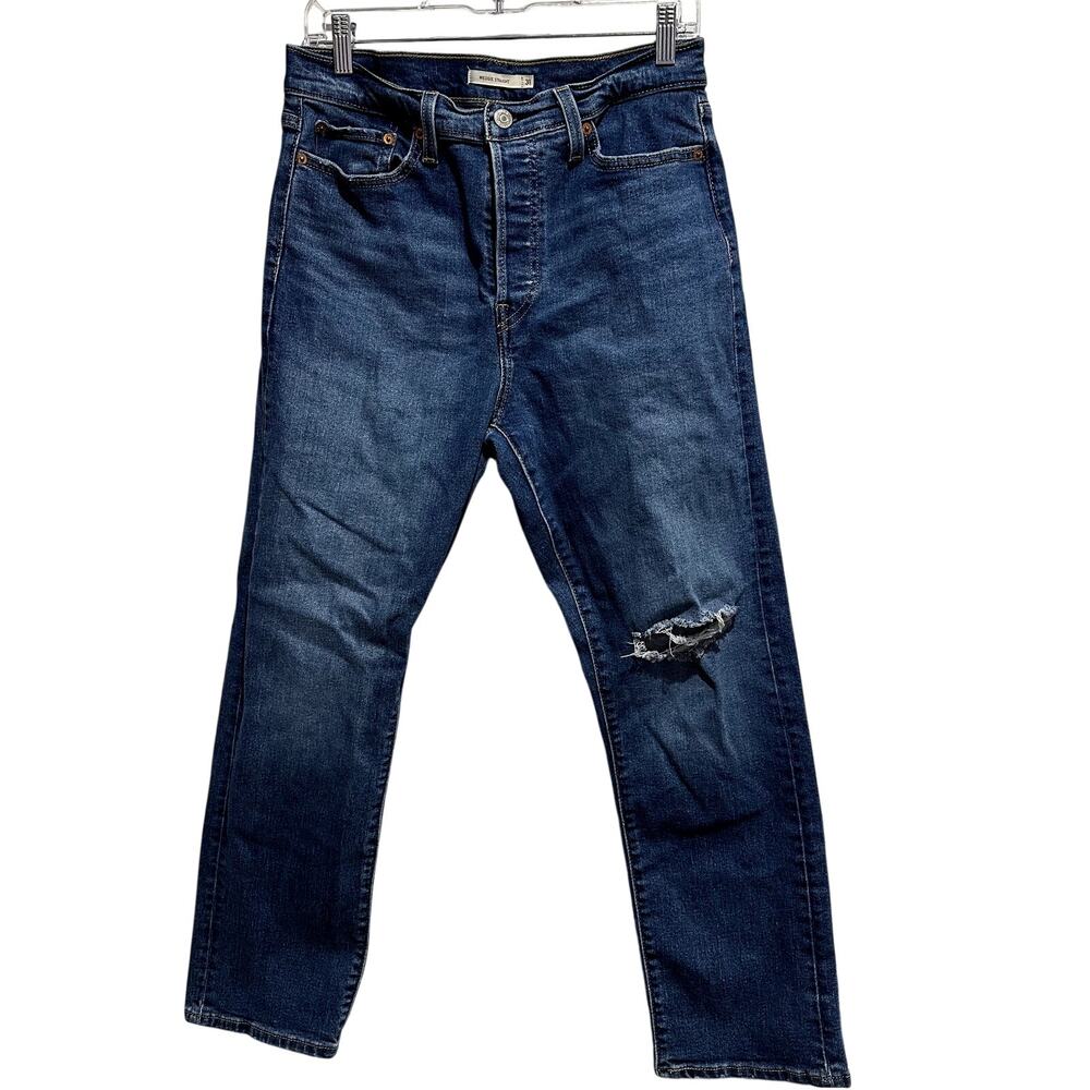 Levi’s Wedgie Straight Jeans W31 L28 Button Fly Distressed Knee